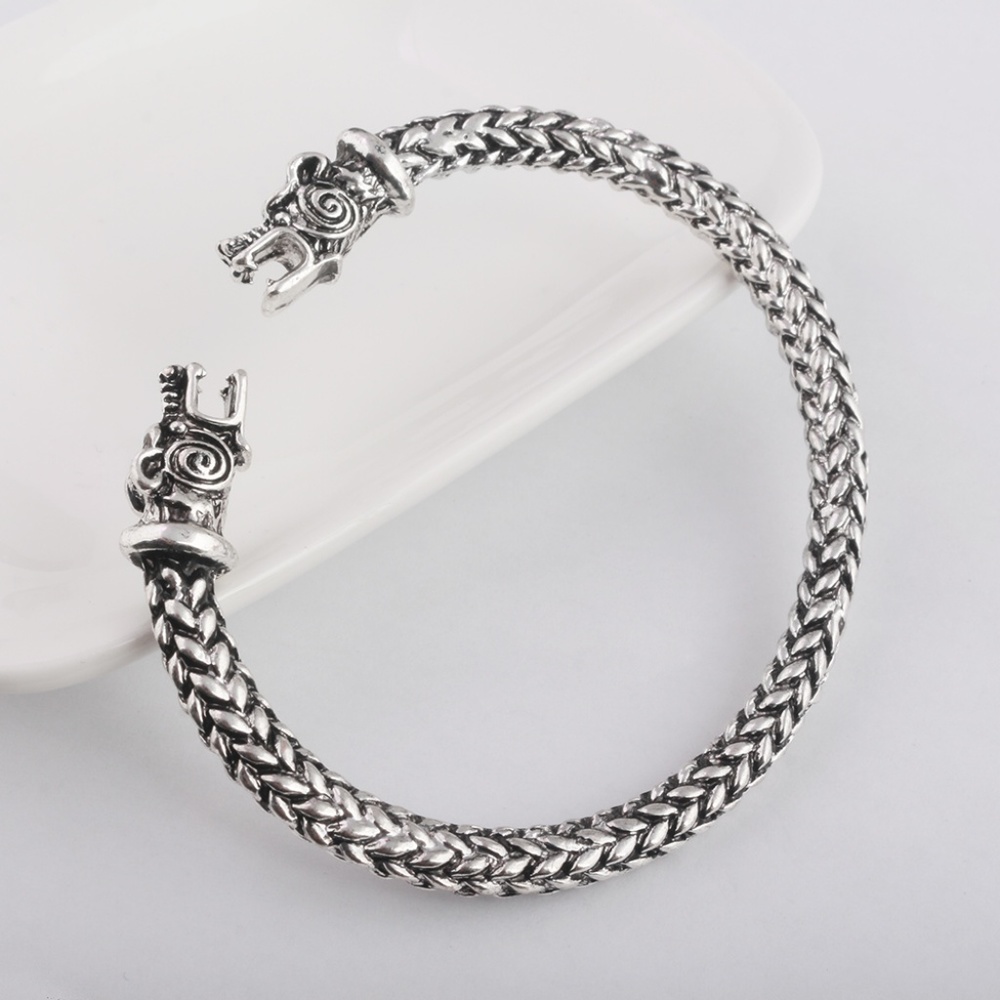 Rune Silver VIKING Norse Steel FENRIR Bracelet - Picture 3 of 8
